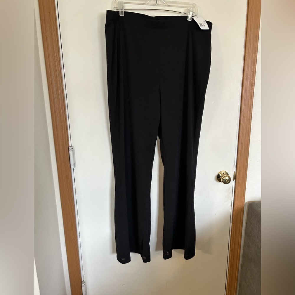 NWT sheer black, wide leg pants with built-in shorts underneath